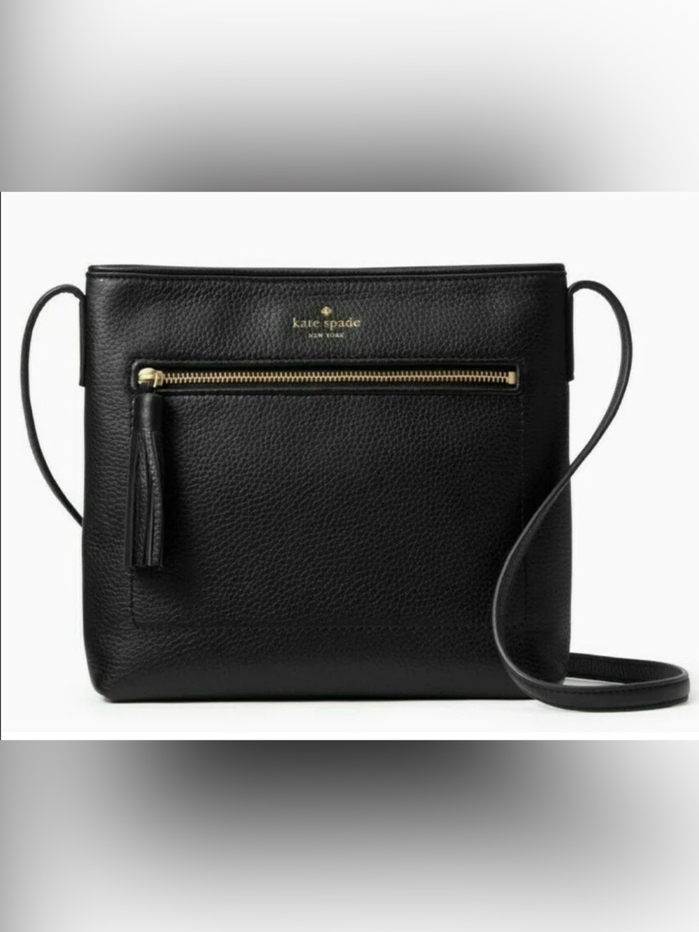 kate spade Black Pebbled Leather Crossbody Shoulder Bag with Tassel
